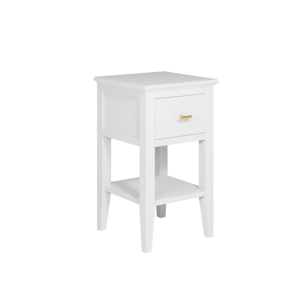D.I. Designs Chilworth Chilworth White Wood & Gold Bedside Table | 1 Drawer
