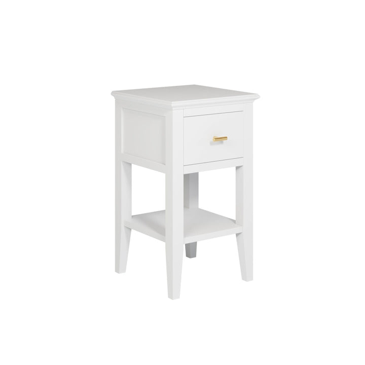 D.I. Designs Chilworth Chilworth White Wood & Gold Bedside Table | 1 Drawer