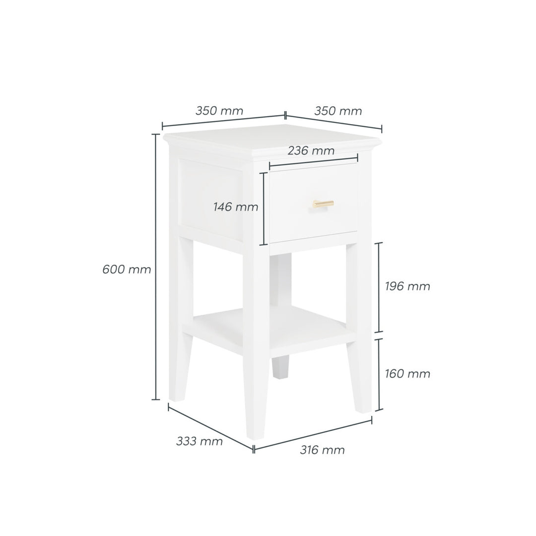 D.I. Designs Chilworth Chilworth White Wood & Gold Bedside Table | 1 Drawer