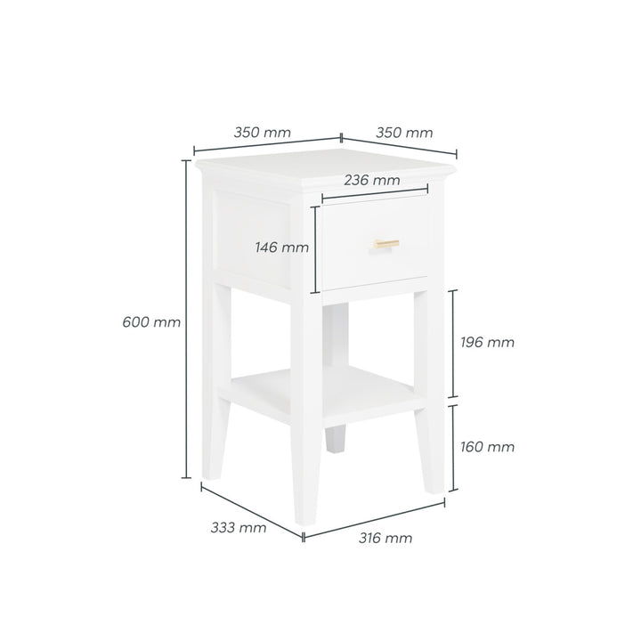 D.I. Designs Chilworth Chilworth White Wood & Gold Bedside Table | 1 Drawer