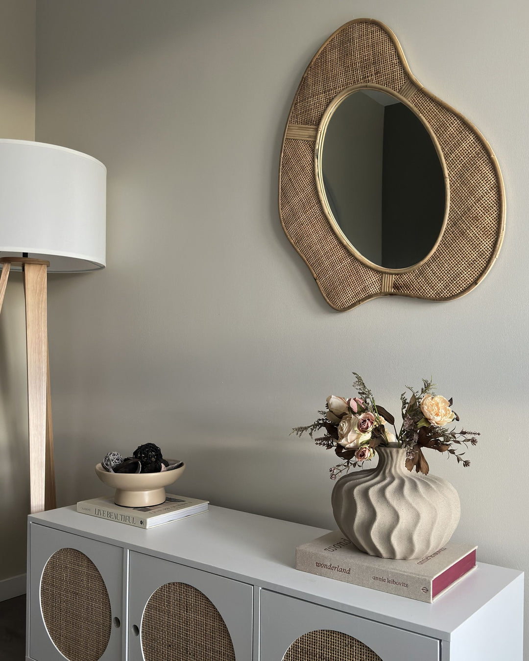 Dornes Wall Mirror Rattan Natural