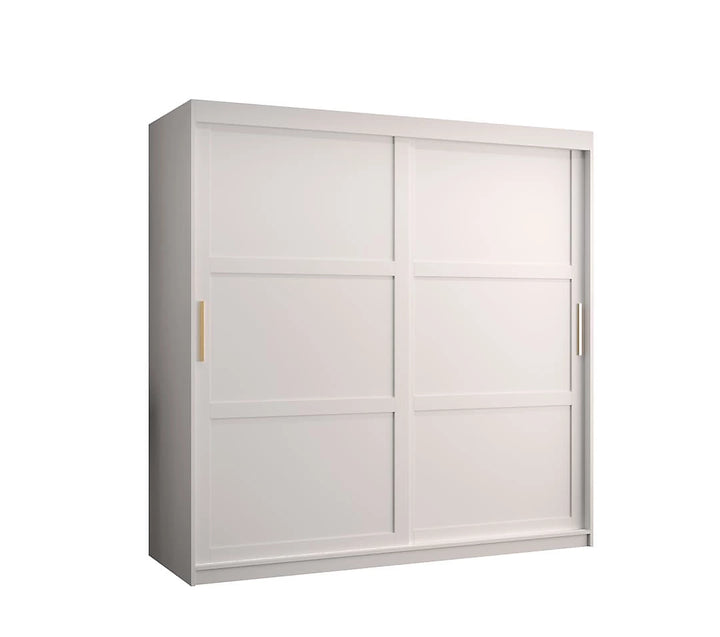 Ramiro I Contemporary 2 Sliding Door Wardrobe 9 Shelves 2 Rails White Matt 180cm