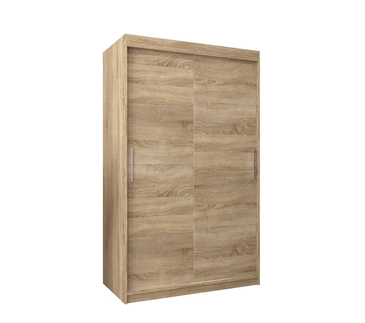 Tokyo Contemporary 2 Sliding Door Wardrobe 5 Shelves 2 Rails Oak Sonoma Effect