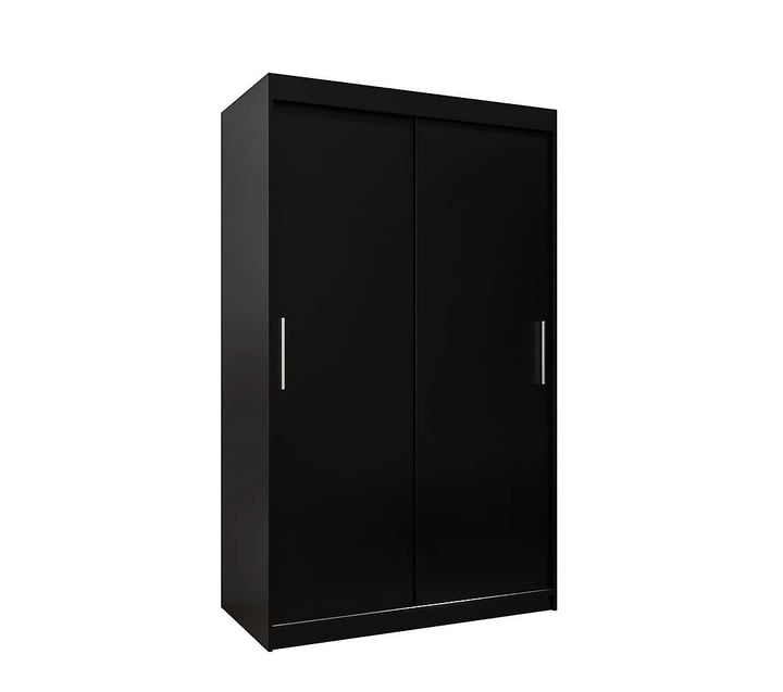 Tokyo Contemporary 2 Sliding Door Wardrobe 5 Shelves 2 Rails Black Matt