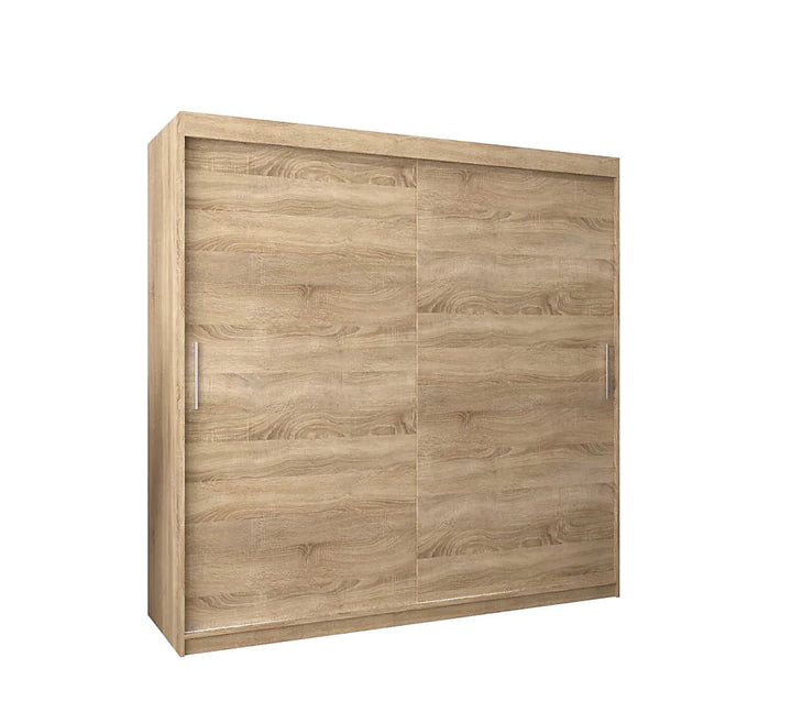 Tokyo Contemporary 2 Sliding Door Wardrobe 9 Shelves 2 Rails Oak Sonoma Effect