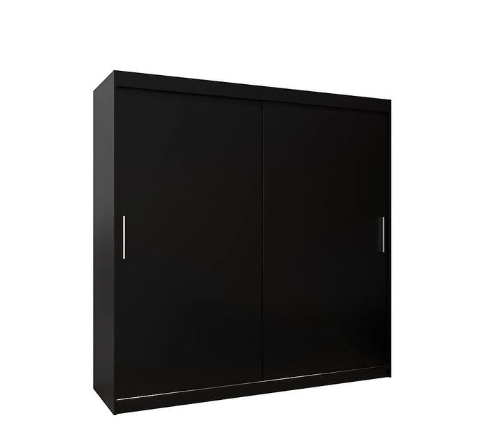 Tokyo Contemporary 2 Sliding Door Wardrobe 9 Shelves 2 Rails Black Matt