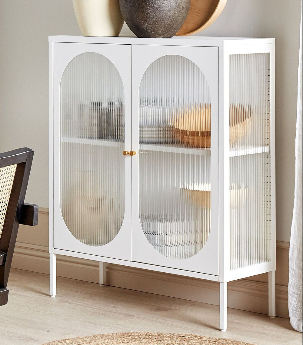 Sarre Steel Display Cabinet White