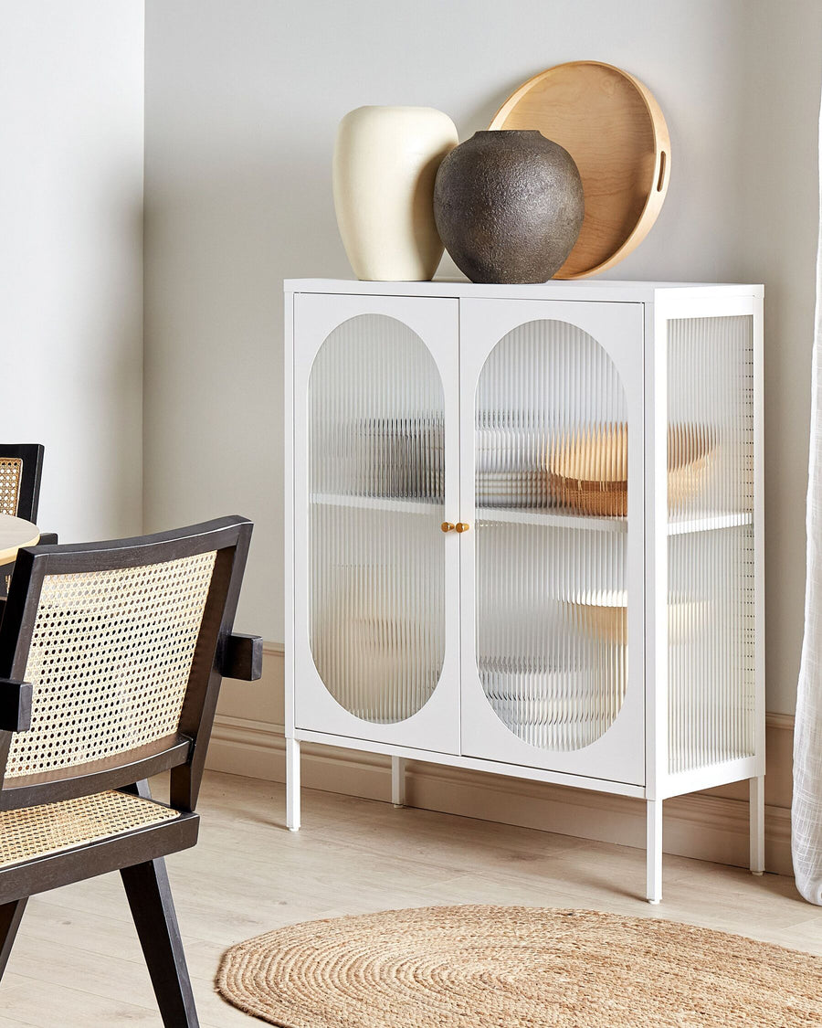 Sarre Steel Display Cabinet White