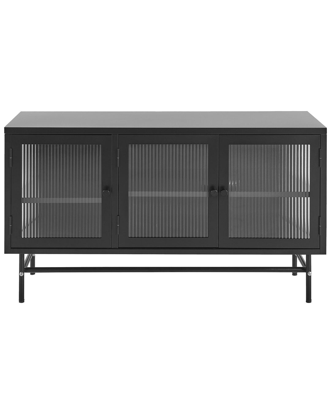 Rahn 3 Door Metal Sideboard with Glass Display Black