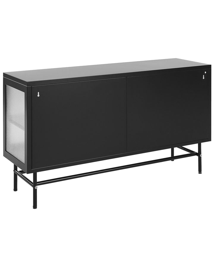 Rahn 3 Door Metal Sideboard with Glass Display Black