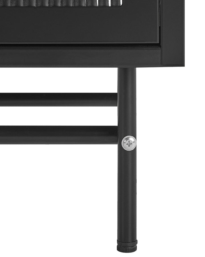 Rahn 3 Door Metal Sideboard with Glass Display Black