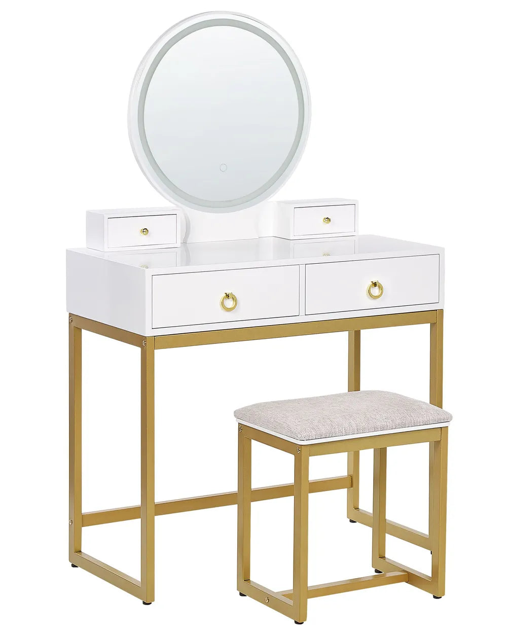 Dressing Table with Mirror and Stool White Averly