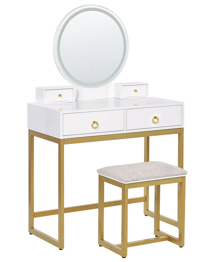 Dressing Table with Mirror and Stool White Averly