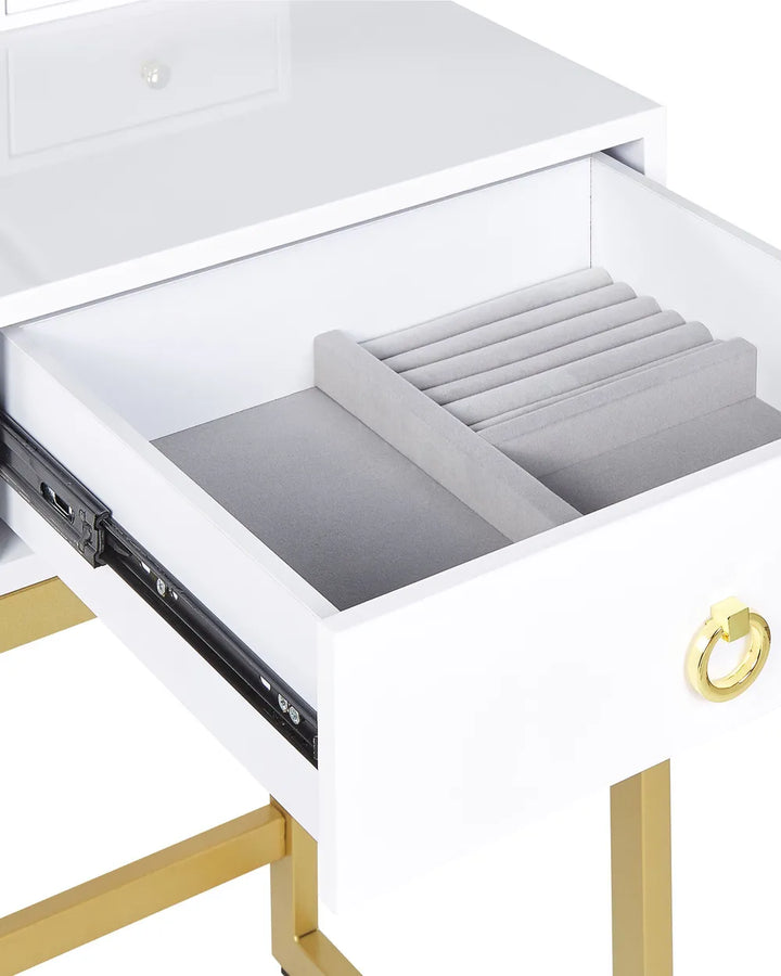 Dressing Table with Mirror and Stool White Averly