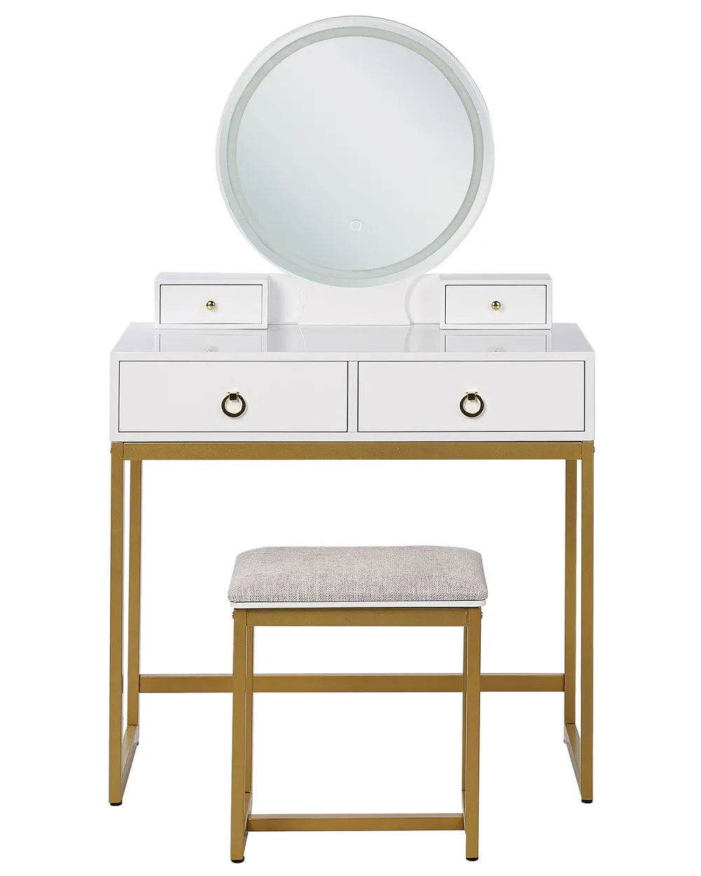 Dressing Table with Mirror and Stool White Averly