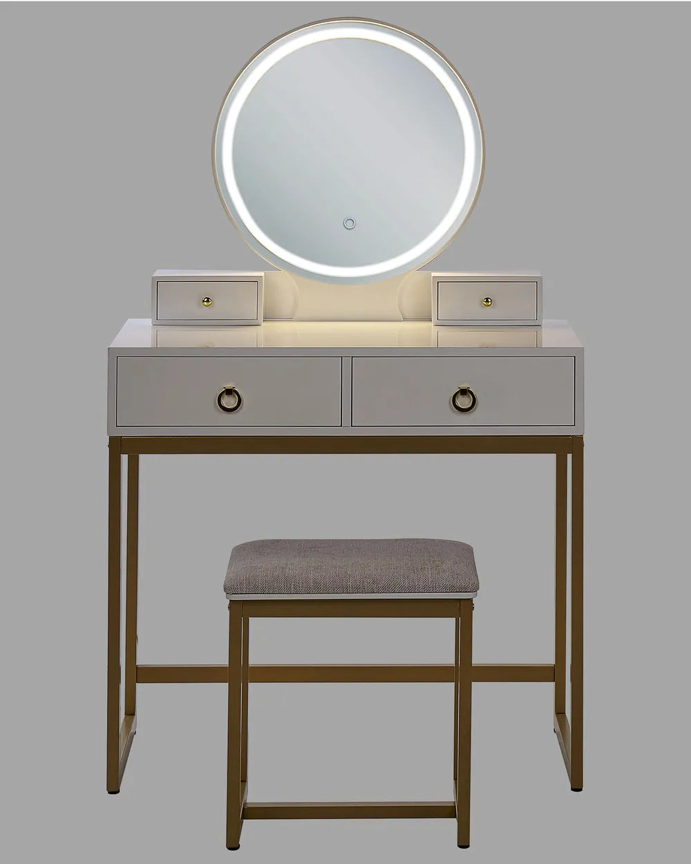 Dressing Table with Mirror and Stool White Averly