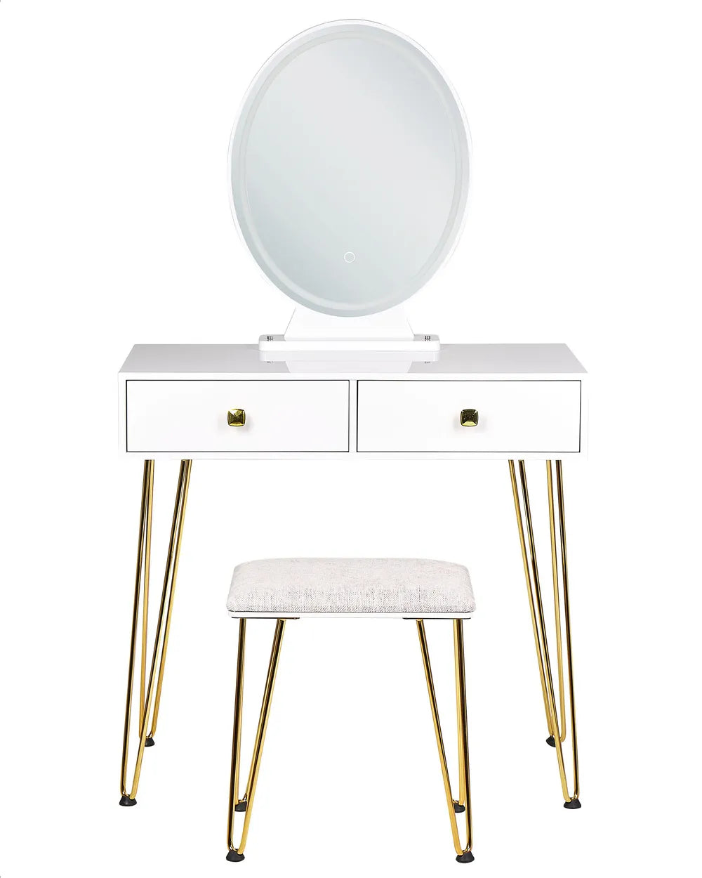 Dressing Table with Mirror and Stool White Elowen