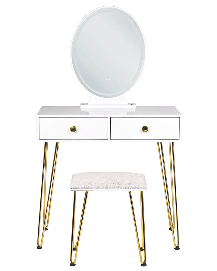 Dressing Table with Mirror and Stool White Elowen