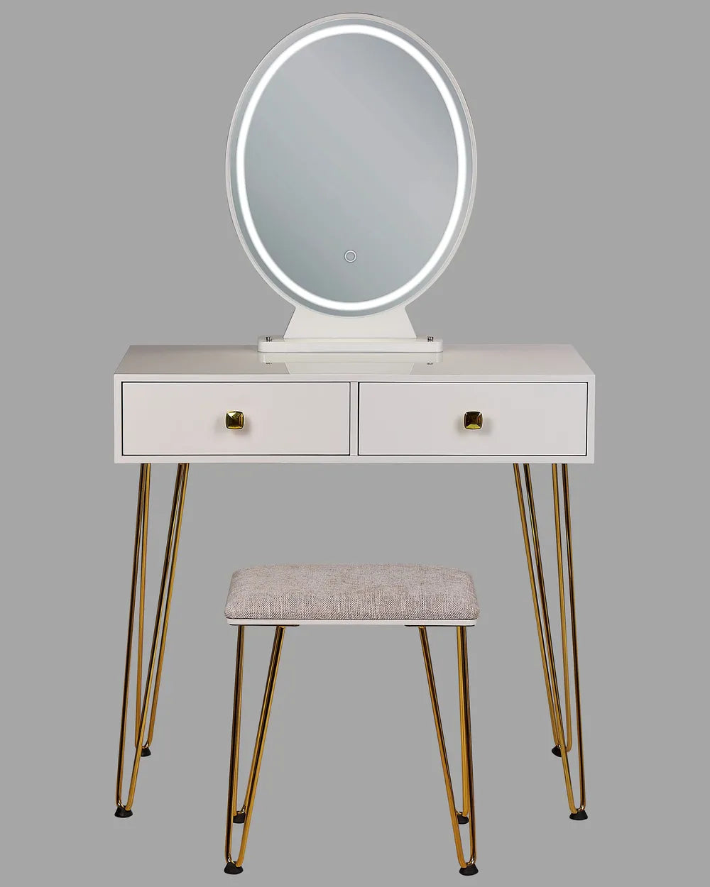 Dressing Table with Mirror and Stool White Elowen