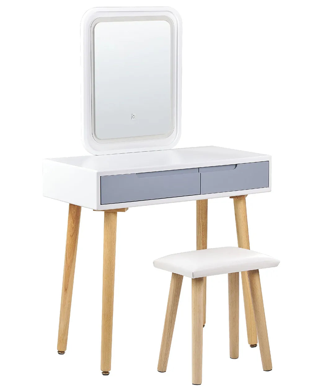 Dressing Table with Mirror and Stool White Valencia