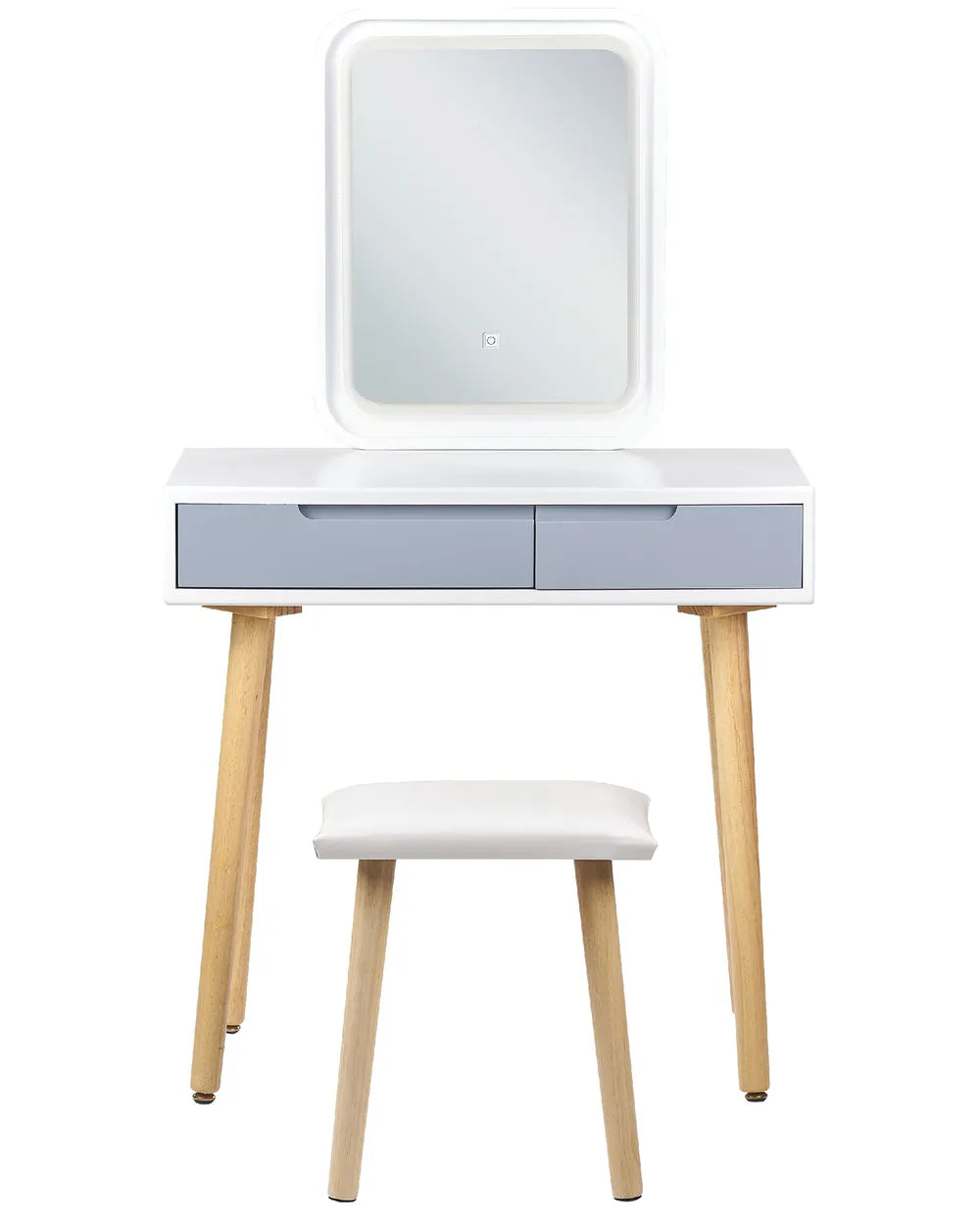 Dressing Table with Mirror and Stool White Valencia