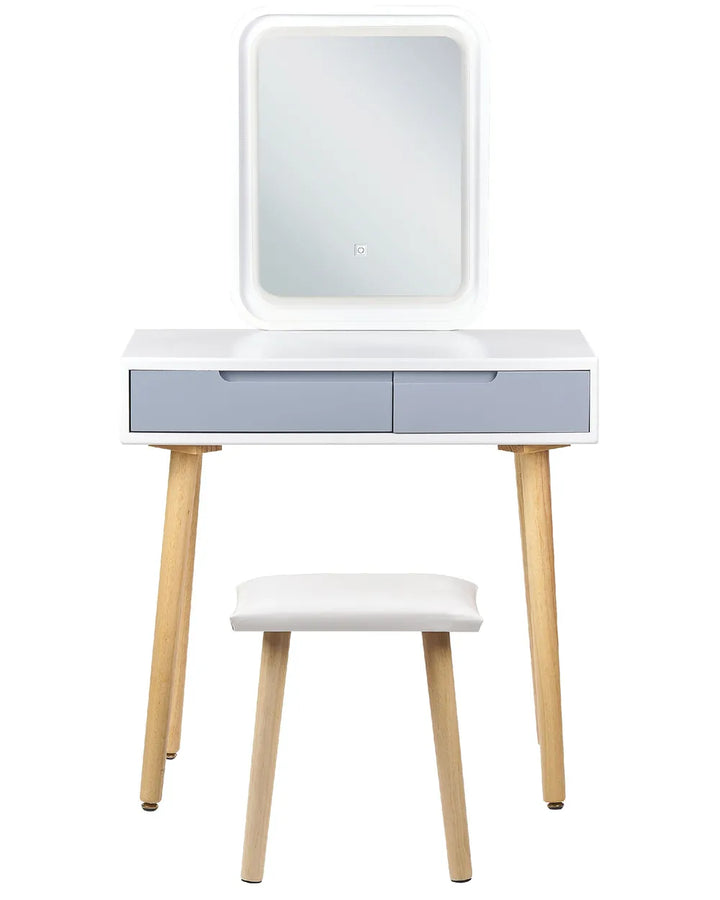 Dressing Table with Mirror and Stool White Valencia