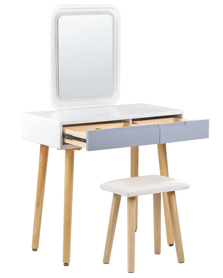 Dressing Table with Mirror and Stool White Valencia