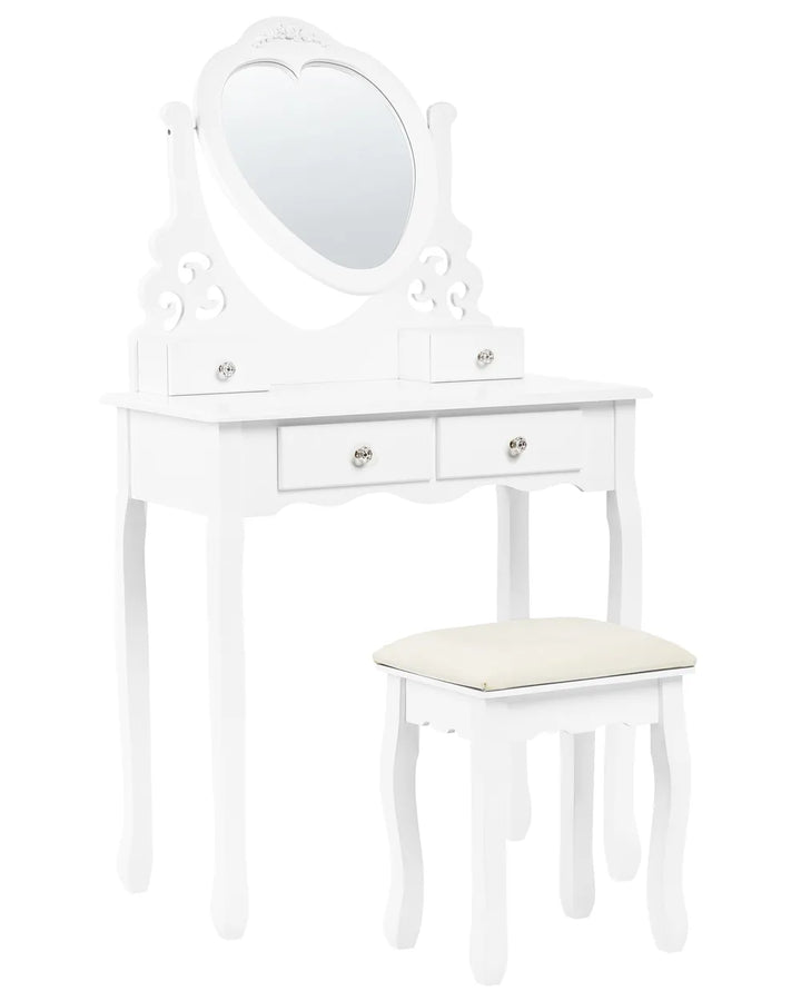 Dressing Table with Mirror and Stool White Remi