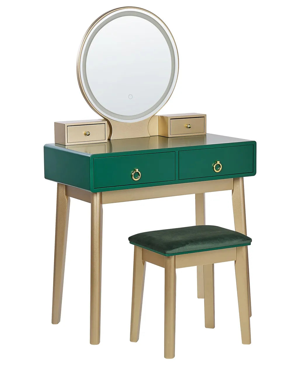 Dressing Table with Mirror and Stool Emerald Green Lunara