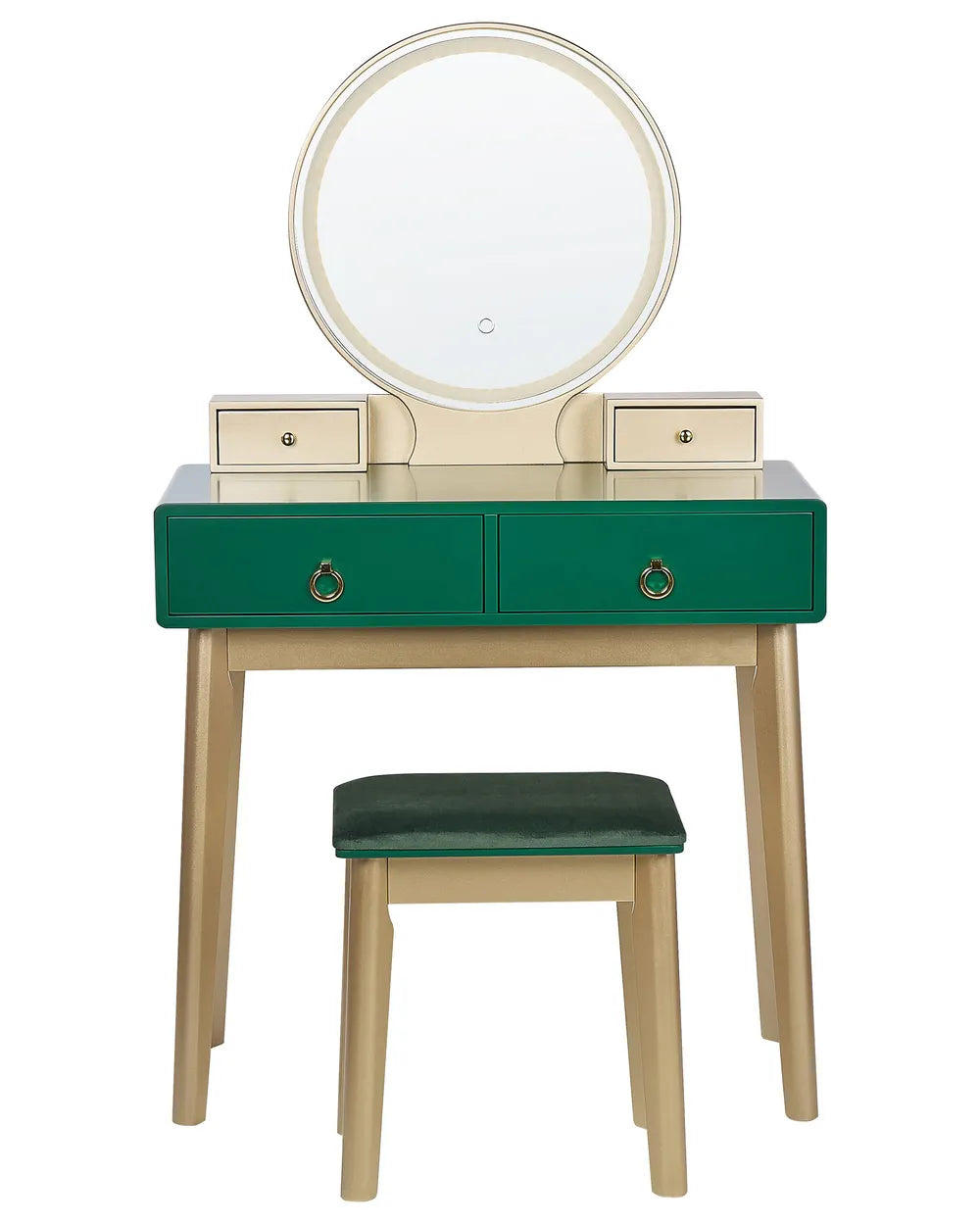 Dressing Table with Mirror and Stool Emerald Green Lunara