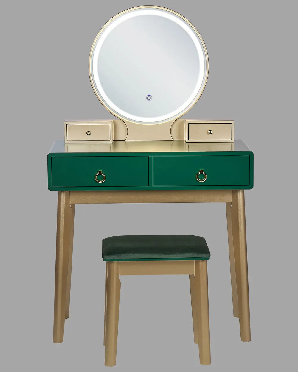 Dressing Table with Mirror and Stool Emerald Green Lunara