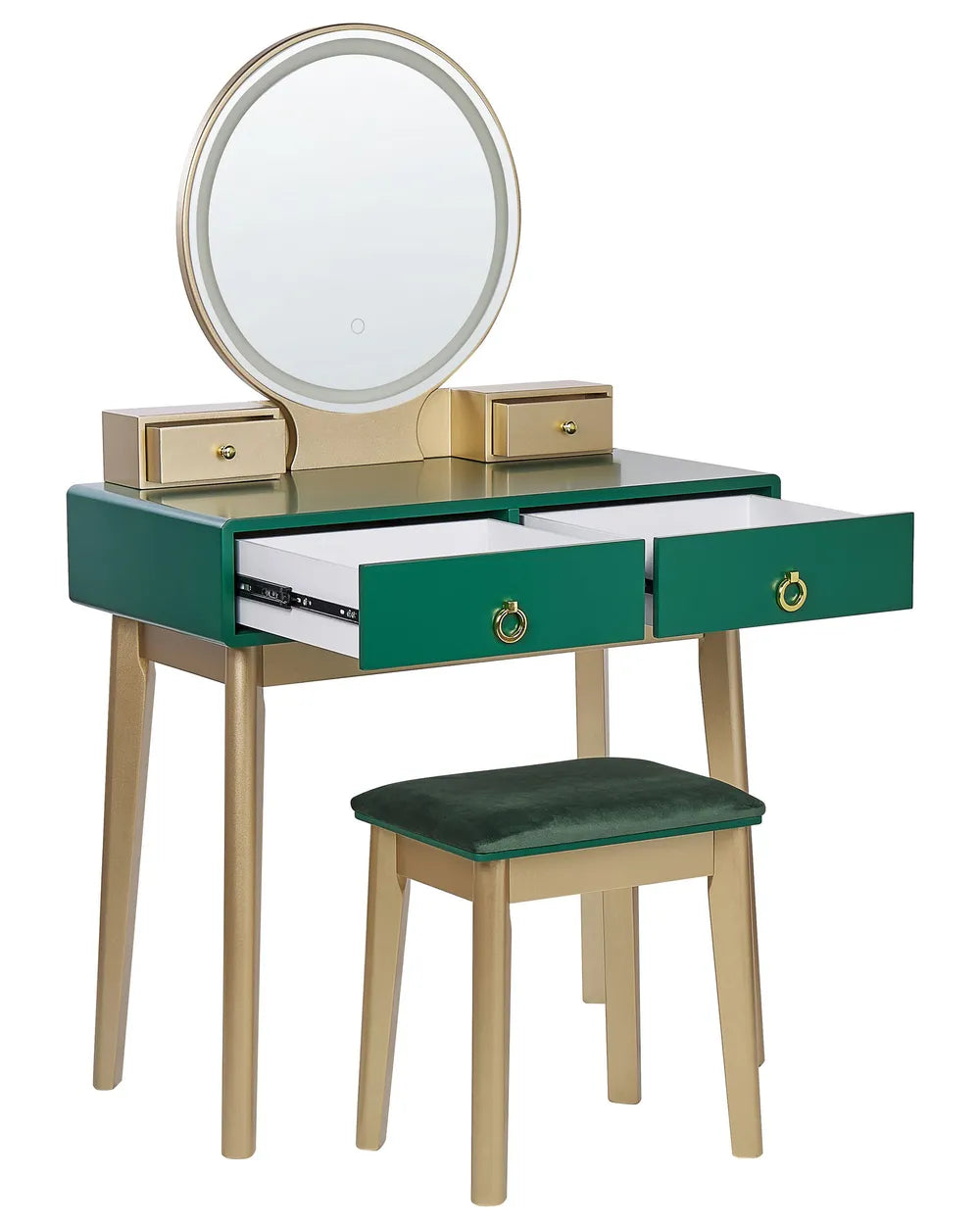 Dressing Table with Mirror and Stool Emerald Green Lunara