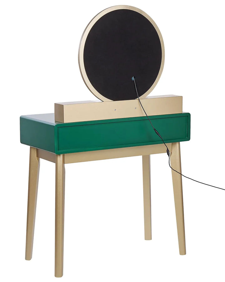Dressing Table with Mirror and Stool Emerald Green Lunara