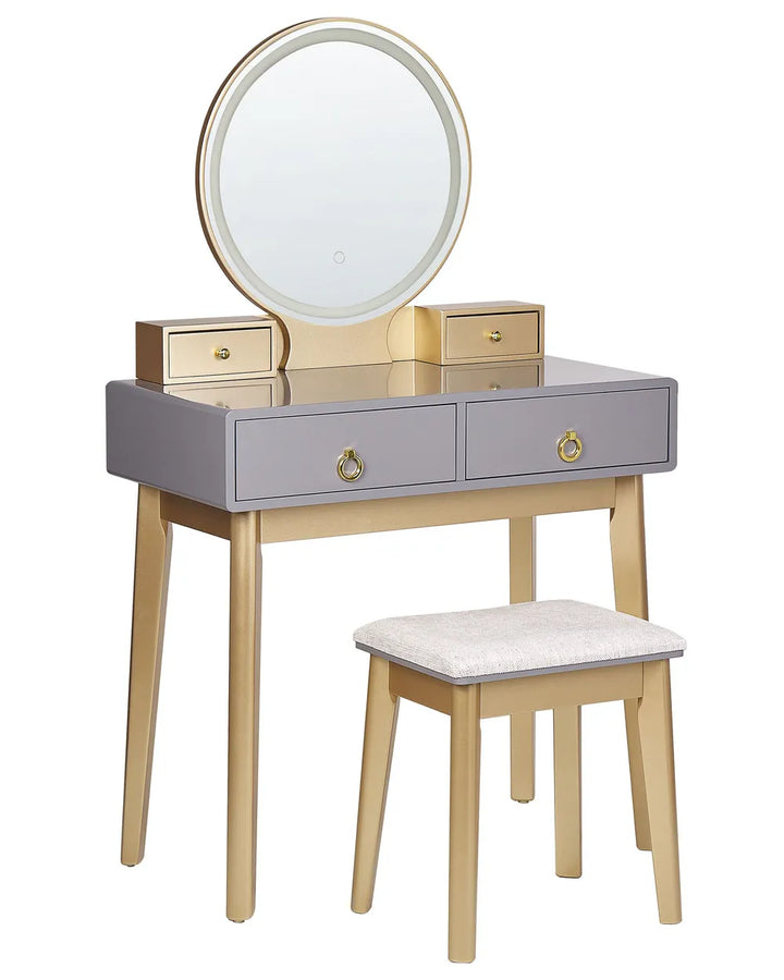 Dressing Table with Mirror and Stool Grey Bellora