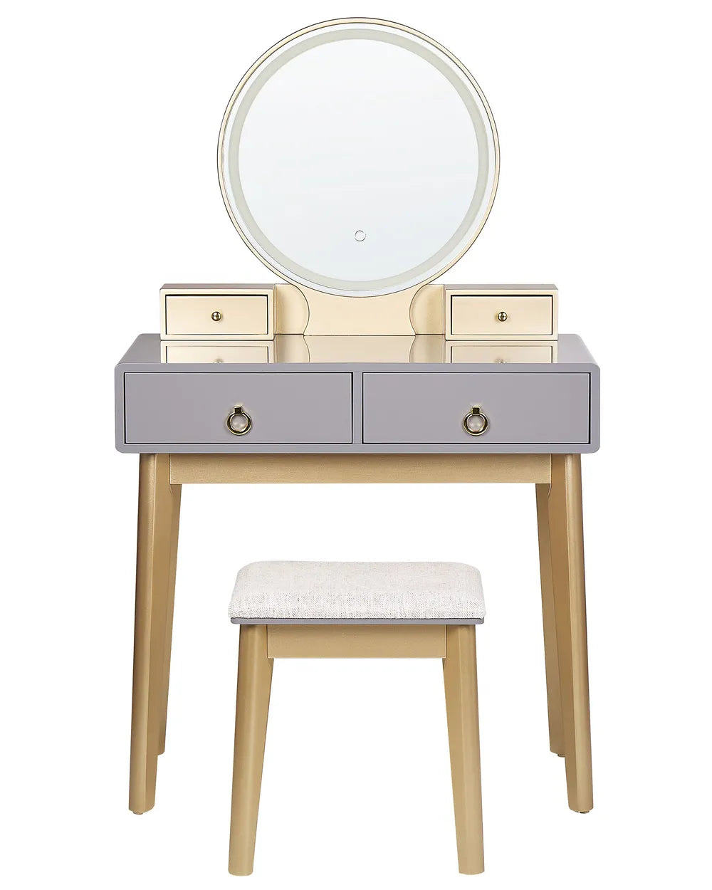 Dressing Table with Mirror and Stool Grey Bellora
