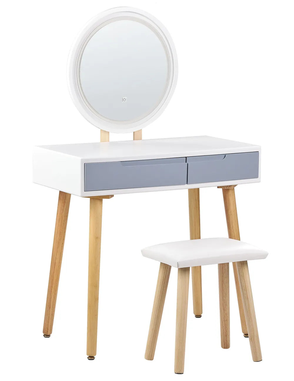 Dressing Table with Mirror and Stool White Zavyn