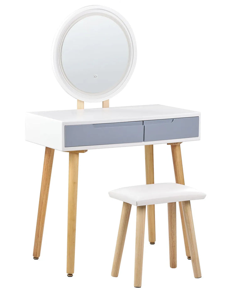 Dressing Table with Mirror and Stool White Zavyn
