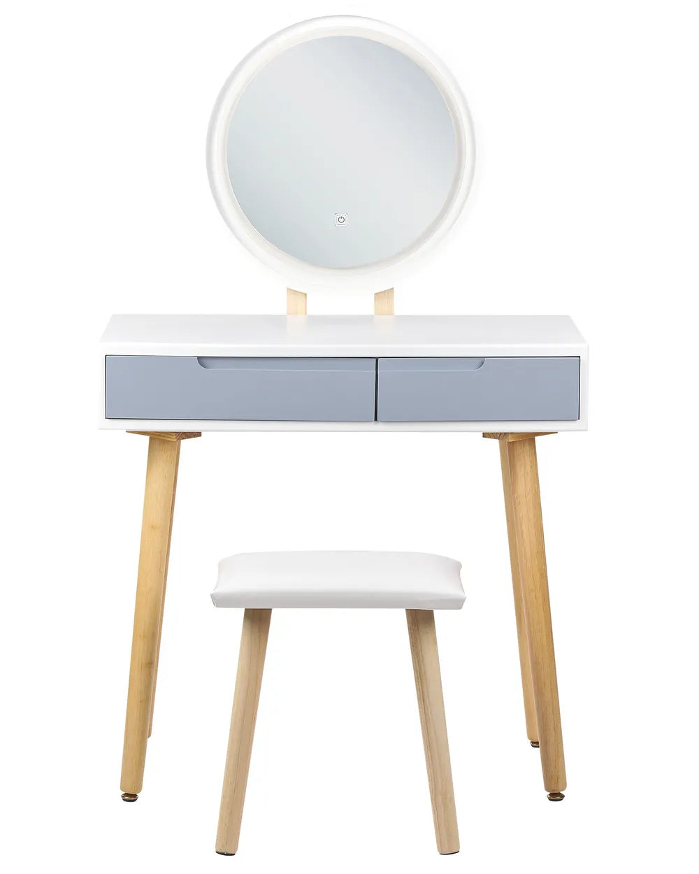 Dressing Table with Mirror and Stool White Zavyn