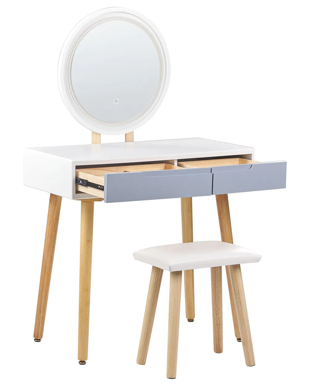 Dressing Table with Mirror and Stool White Zavyn
