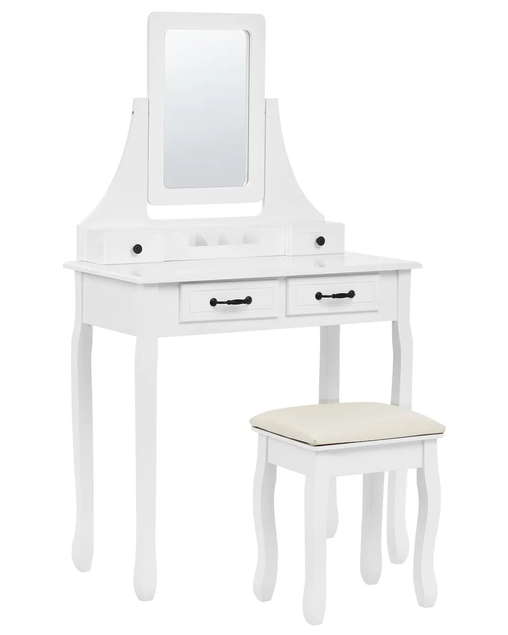 Dressing Table with Mirror and Stool White Ardelle