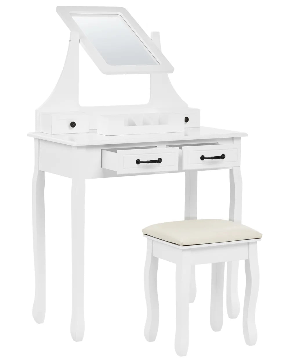 Dressing Table with Mirror and Stool White Ardelle