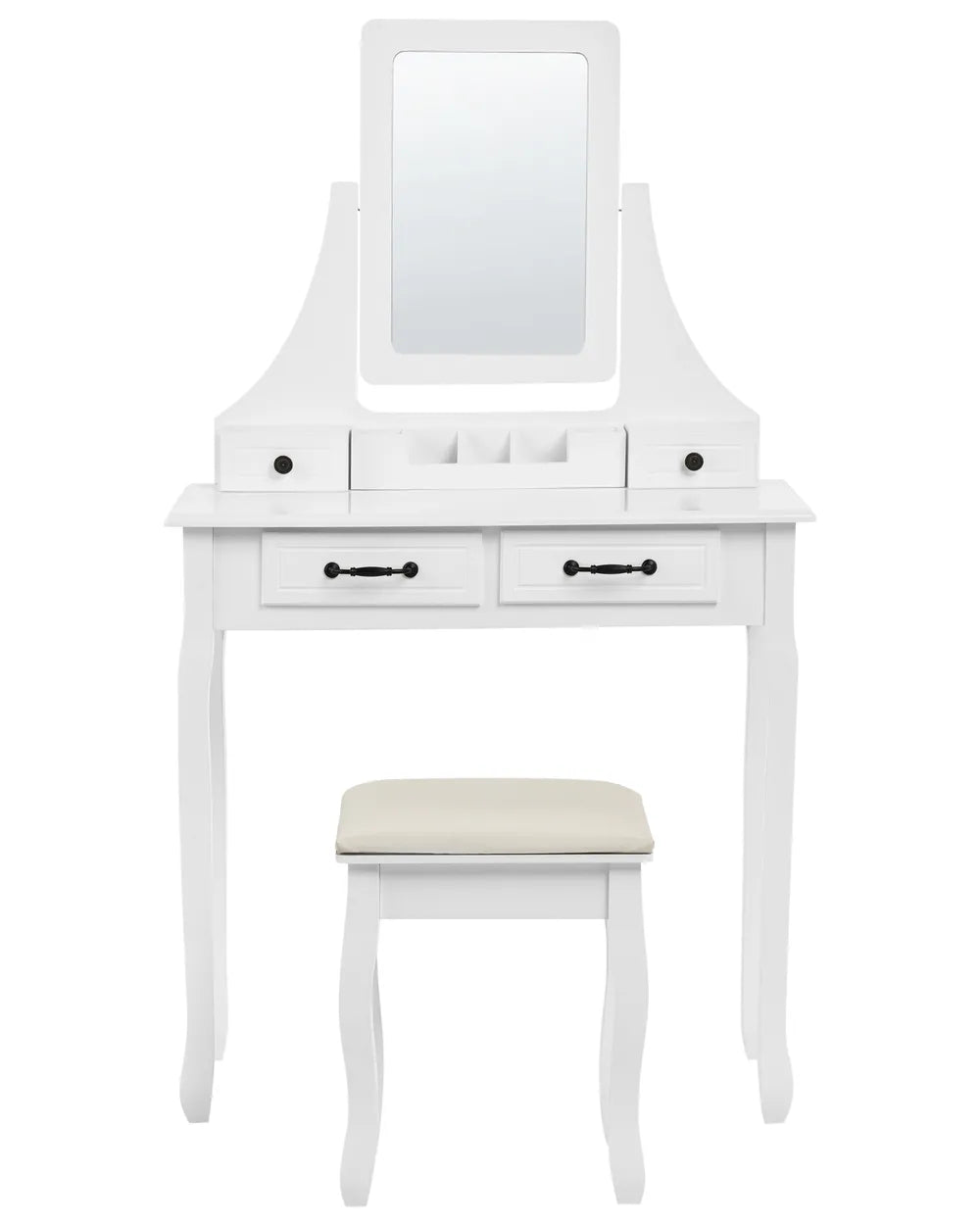 Dressing Table with Mirror and Stool White Ardelle