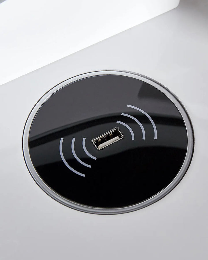 Dressing Table with Mirror and Stool White Veloura