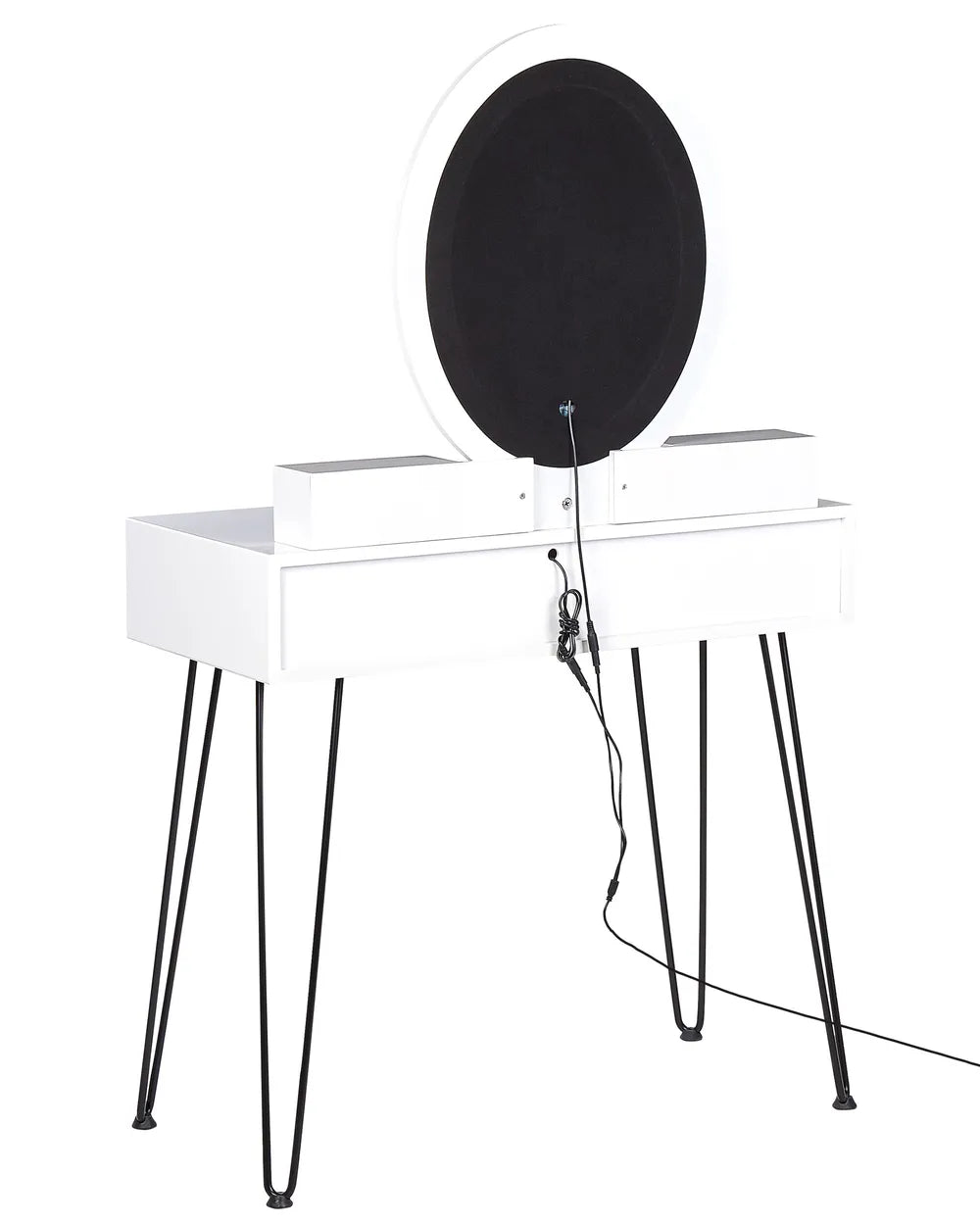 Dressing Table with Mirror and Stool White Veloura