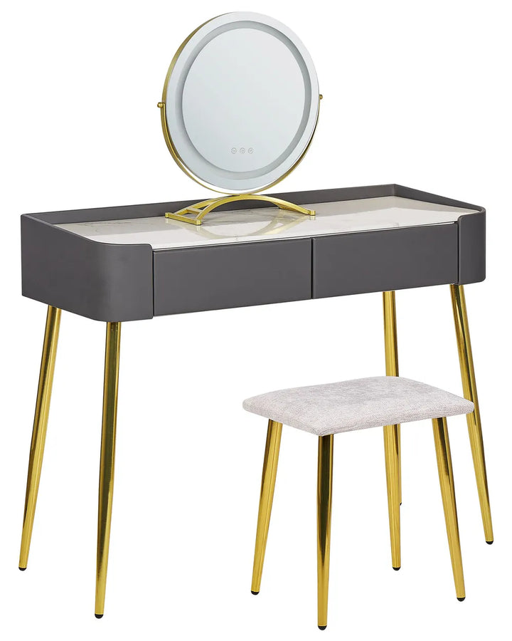 Dressing Table with Mirror and Stool Grey Novara