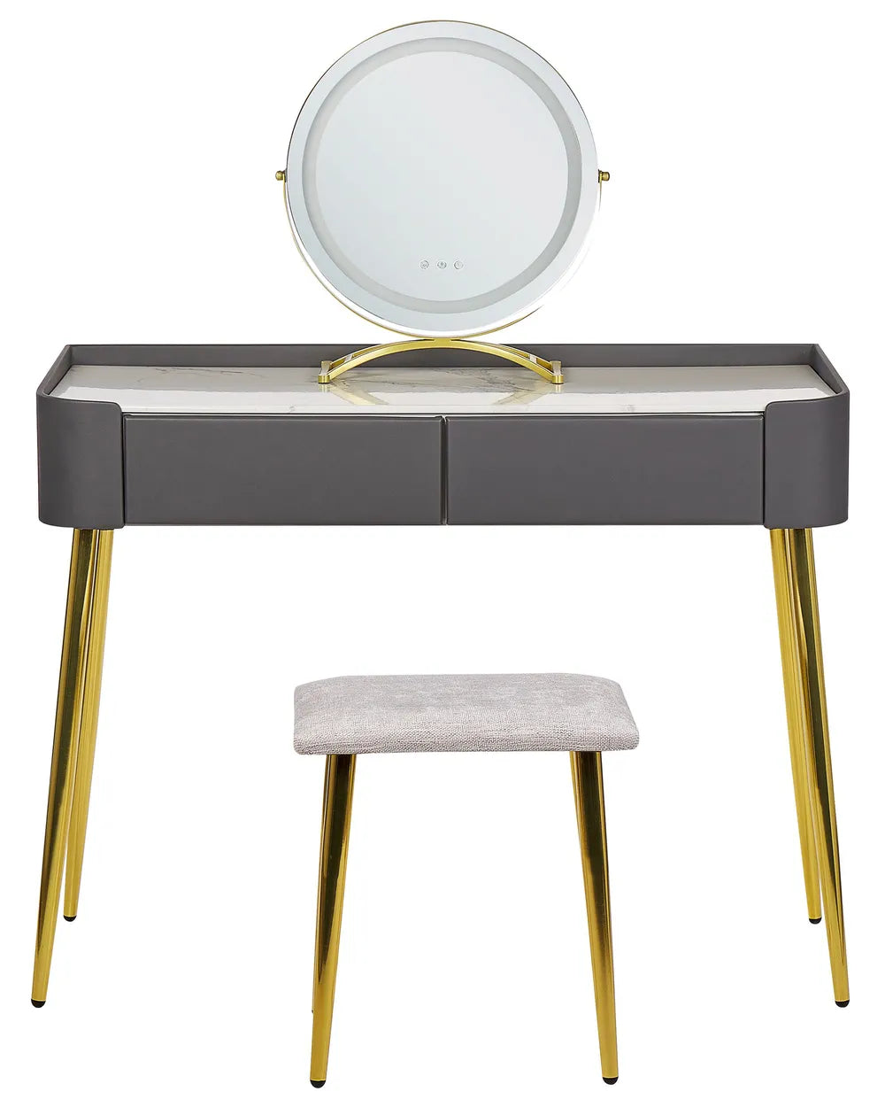 Dressing Table with Mirror and Stool Grey Novara