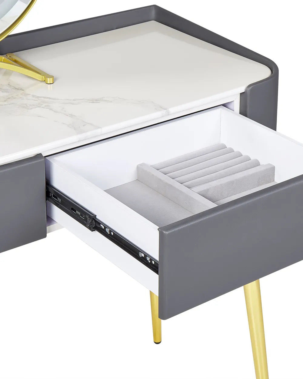 Dressing Table with Mirror and Stool Grey Novara