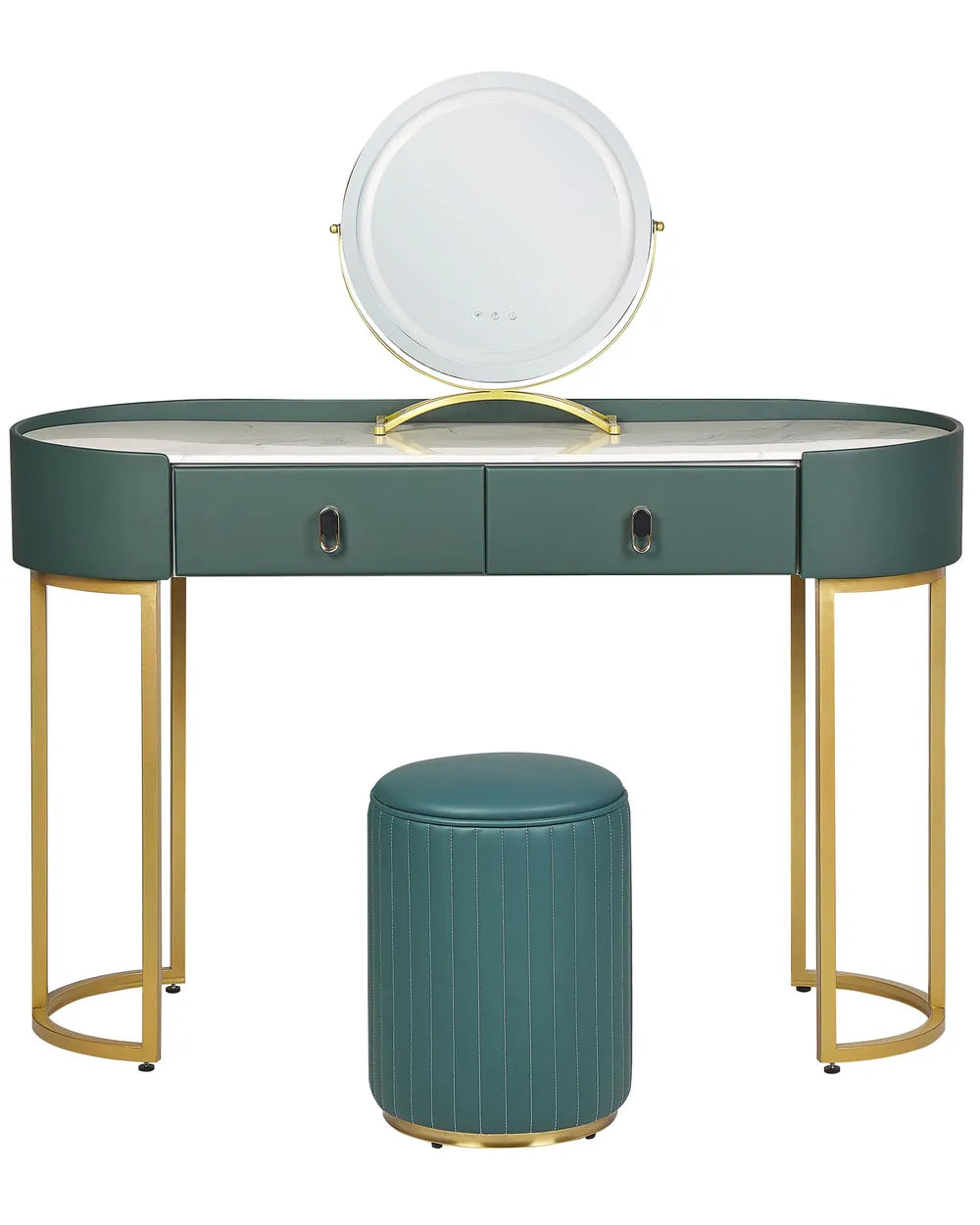 Dressing Table with Mirror and Stool Dark Green Emerelle