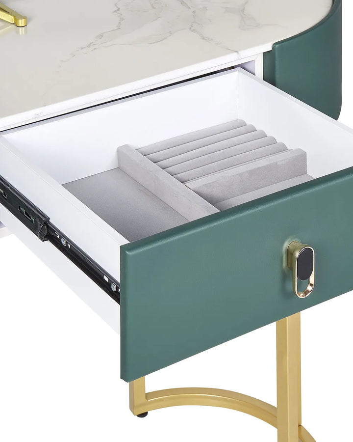 Dressing Table with Mirror and Stool Dark Green Emerelle