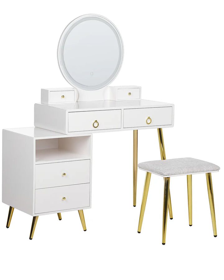 Dressing Table with Mirror and Stool White Fendra